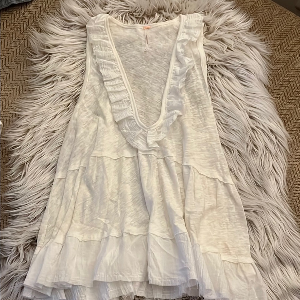 Free People Cream Textured Knit Top